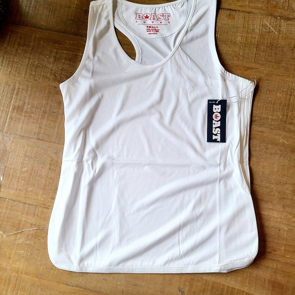 Boast Womens Sports Tank‎ Top Small White Sleeveless Tennis Athletic NEW